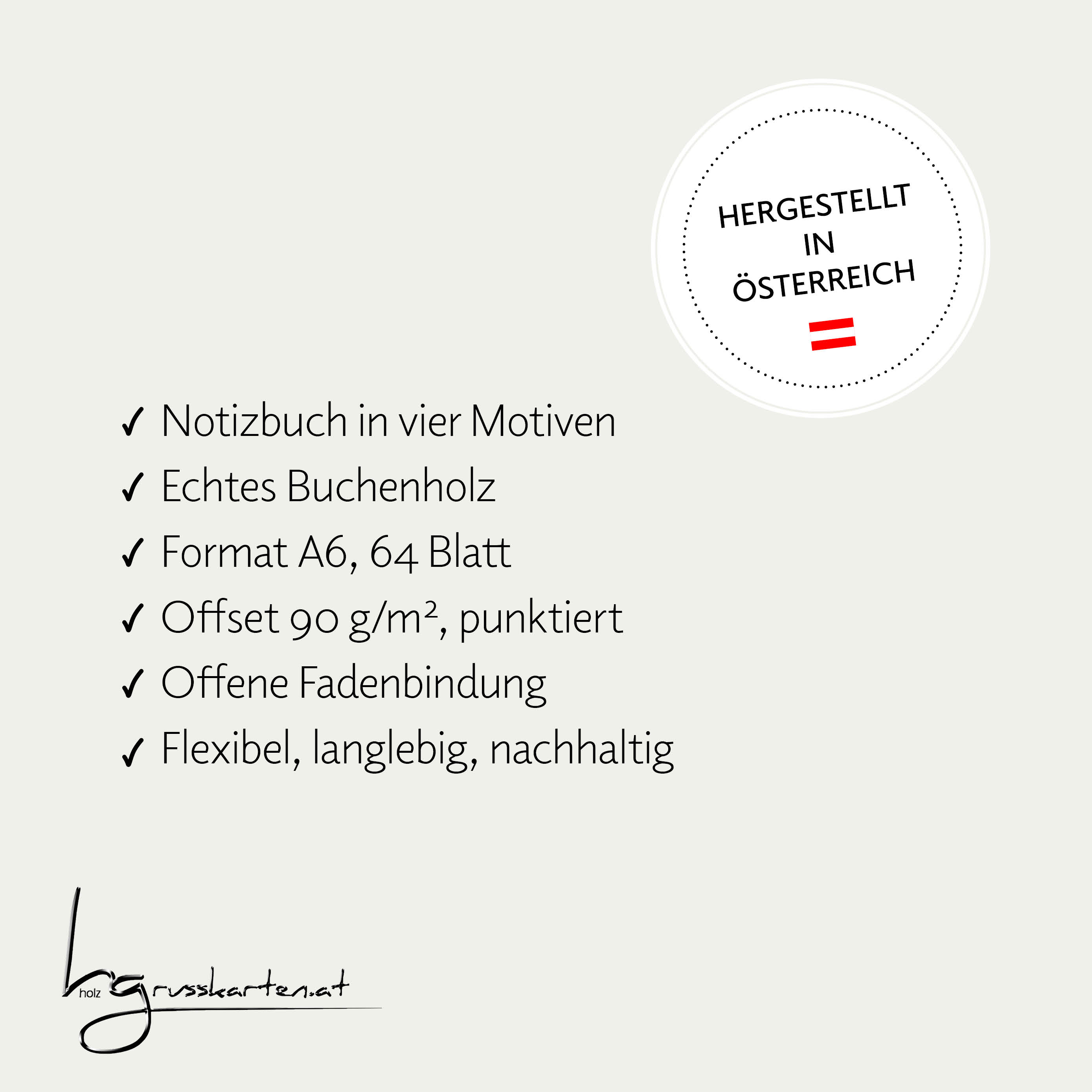 Notizbuch A6 mit Holzcover - Motiv "Notizen" - der Ort für Skizzen, Ideen, Rezepte, Erinnerungen, Wünsche, Ziele, Termine ...