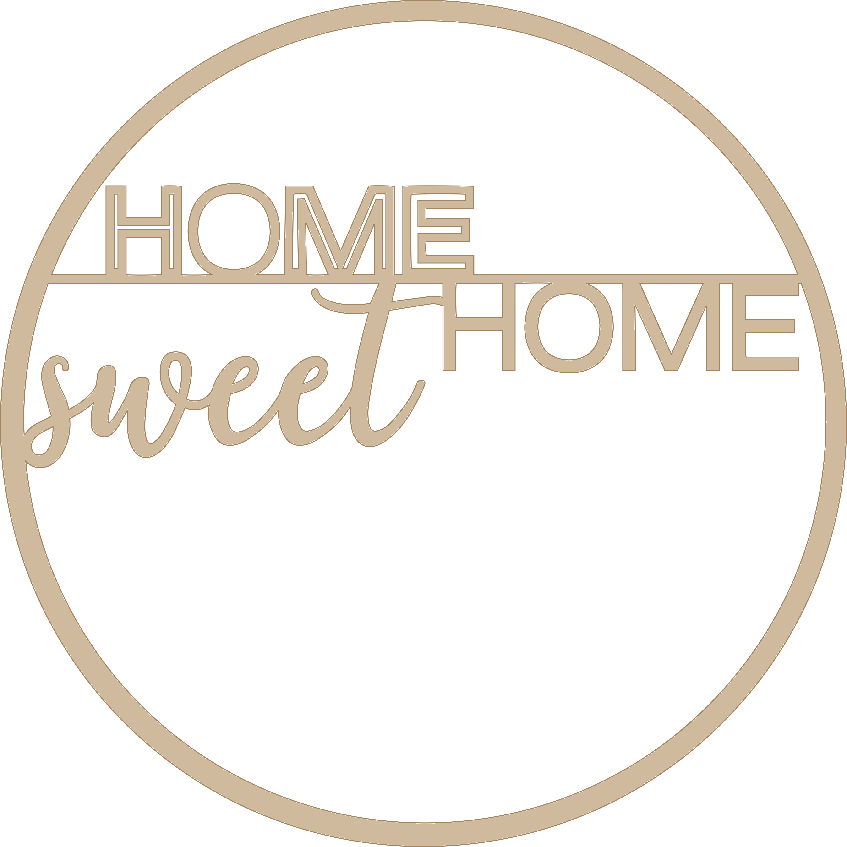 Dekorativer Holzkranz mit Schriftzug "HOME sweet HOME", Holzring aus Pappel, ideal als Türschmuck oder Wanddeko, Durchmesser 30cm
