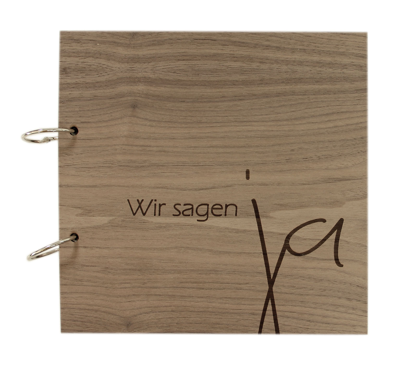Holzgrusskarten - Gästebuch Ringbuch quadratisch - Wir sagen ja