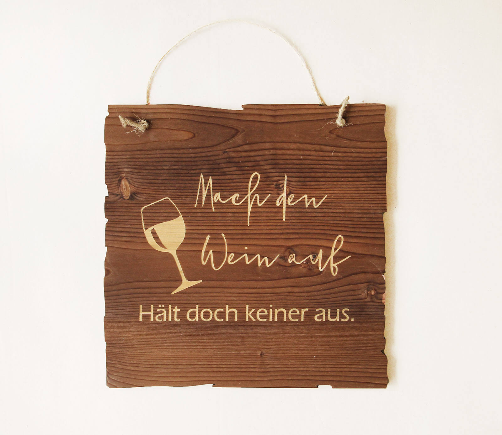 Holzgrusskarten - Wandbild "Mach den Wein auf"