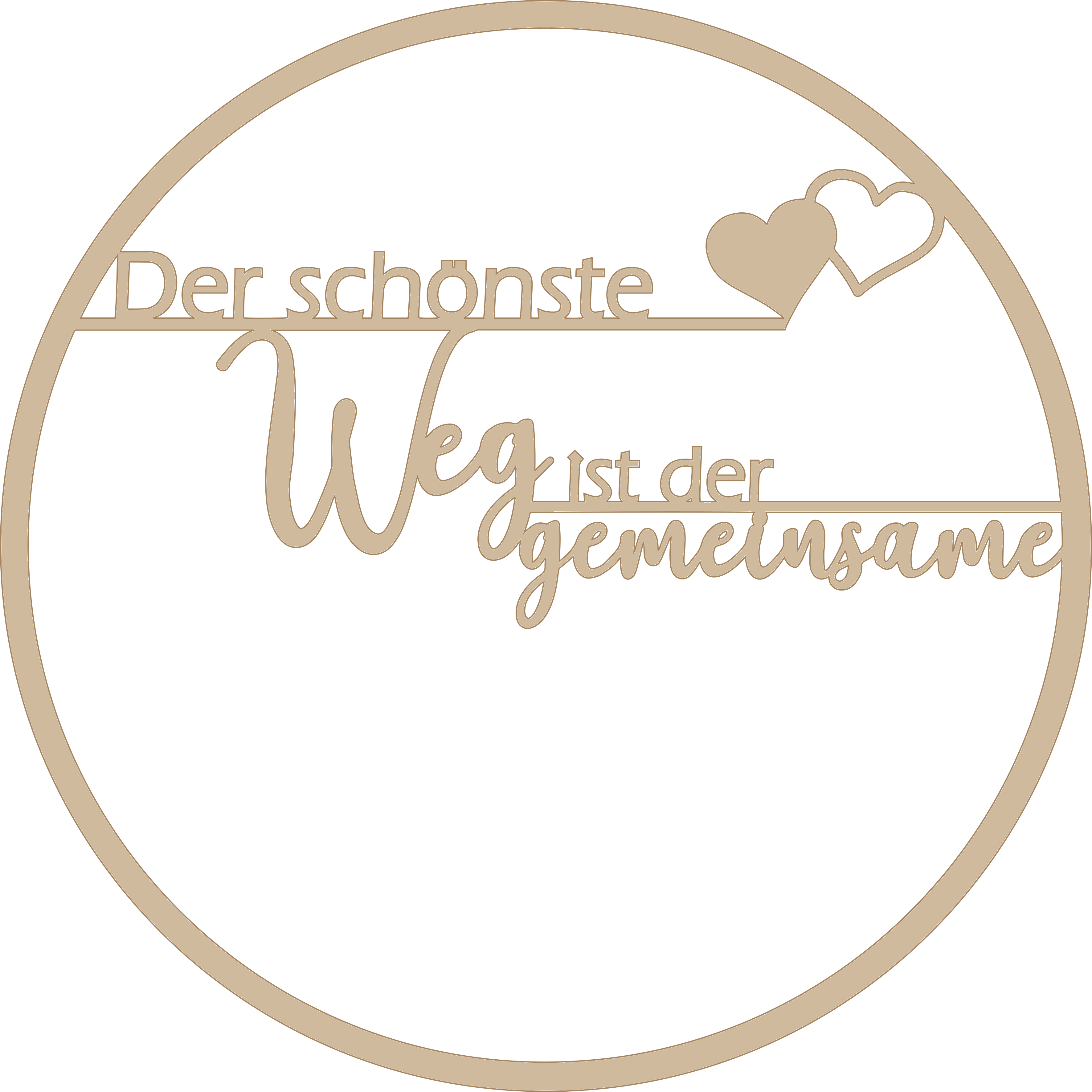 Holzgrusskarten - Holzkranz mit Schriftzug "Der schönste Weg ist der gemeinsame" aus Pappelholz, Holzring, Tür, Deko, Geschenk