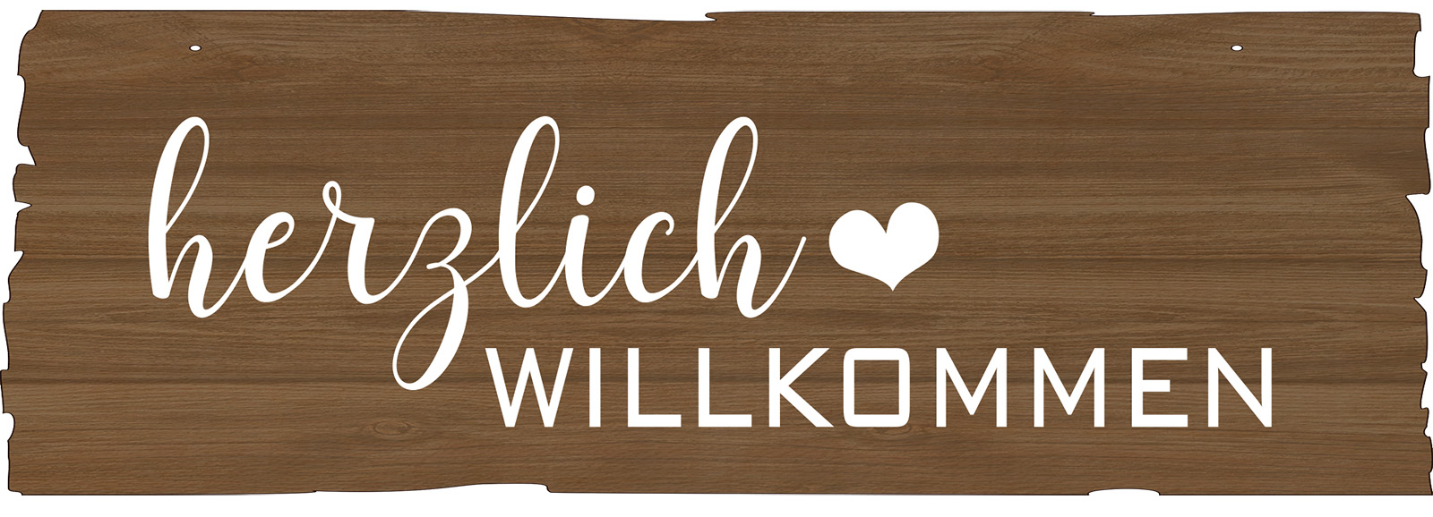 Holzgrusskarten - Wandbild "herzlich Willkommen"