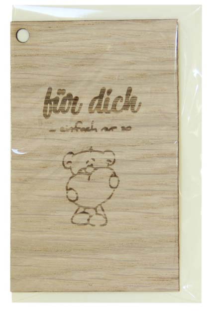 Holzgrusskarten - Geschenkanhänger aus Eiche "Für dich ... einfach nur so", Herz