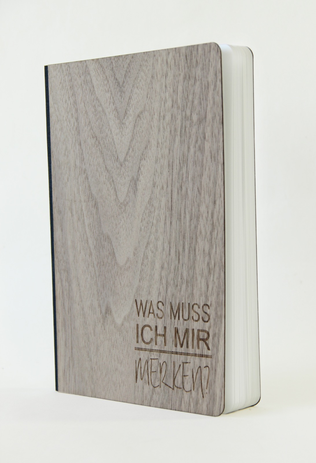 Holzgrusskarten - Notizbuch "WAS MUSS ICH MIR MERKEN" - Nuss