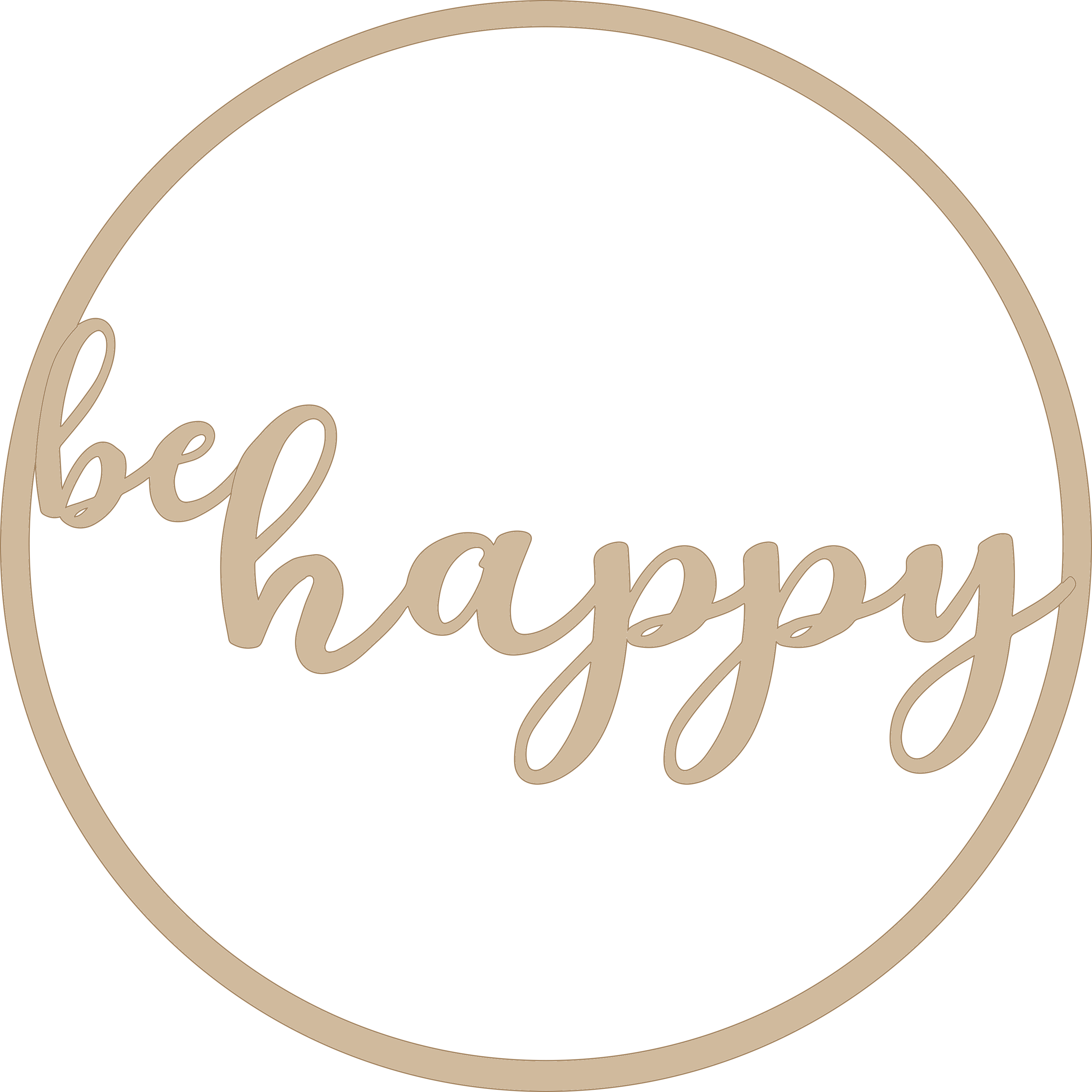 Dekorativer Holzkranz mit Schriftzug "be happy", Holzring aus Pappel, ideal als Türschmuck oder Wanddeko, Durchmesser 30cm